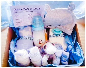 Reborn Baby Accessories Large Gift Box,Reborn Baby Boy, reborn bottle of formula and a magnetic pocket or putty dummy!And a surprise gift!