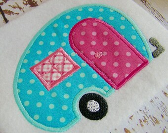 Applique camper trailer machine embroidery instant download design, appliqué trailer, summer camping trailer, camp design, camper design