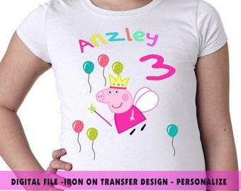 Peppa Pig Iron On Transfer , Peppa Pig Birthday Shirt DIY , Peppa Pig Printable File Shirt Design , Iron , Iron On Transfer , Digital File