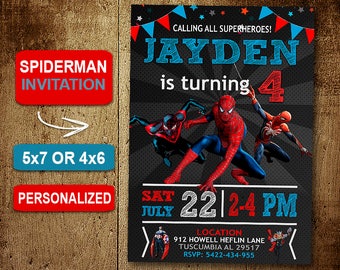 Spiderman Birthday Invitation. Invitations. Spiderman Invitation. Spiderman Birthday Party. Spiderman Party. DIY