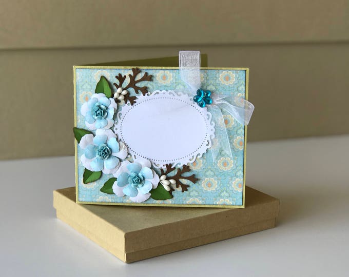 Custom card /3D/Birthday Card/Mother's Day Card/Valentine's Card/Anniversary Card/Wedding Card/Congratulations Card/Blue/gift card holder