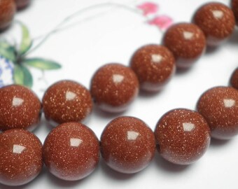 10 Golden glittery Brown Sunstone 7/8 mm beads
