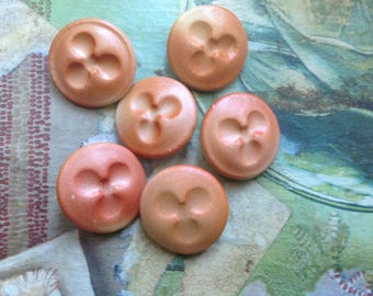 Diameter 24 mm, set of six vintage, porcelain, buttons