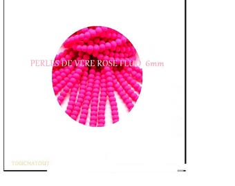 RoseFLUO matte glass round beads