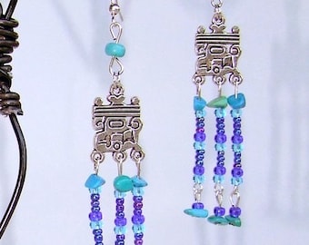 Earrings dangle spirit Native American baptisees "Inca"