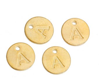 Letter A - 12mm Golden gold pendant