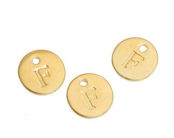 Letter F - 12mm Golden gold pendant