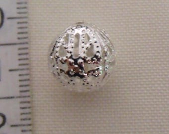 set of 10 ajouree12mm silver metal beads