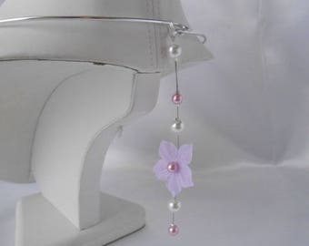 Back wedding jewelry "JUSTINE" with purple silk flower