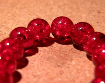 50 8 mm - red - PF65 Crackle glass beads