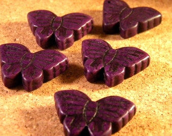 2 beads 27 mm purple howlite butterflies