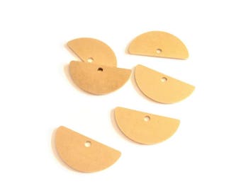 Set of 6 half moon, 20mm, sequin gold raw brass - FM - R3