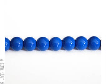 40 frosted glass beads 8mm - indigo blue