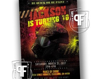 Paintball Birthday Invitation - Paintball Birthday - Paintball Invitations - Paintball Party - Paintball Flyer