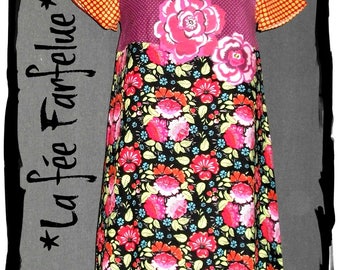 Tunic dress SVETLANA velvet flowers from 36 to 46