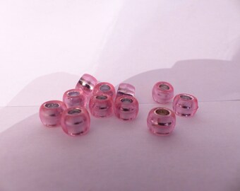 Set of 5 large transparent pink beads