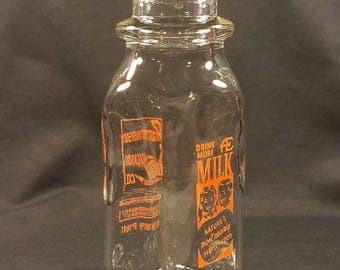 Vintage Anderson Erickson Milk Bottle, 1/2 Pint; Des Moines, Iowa; Vintage Milk Bottle Collector, Country Theme