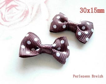 10 bows on Brown grosgrain polka 30x15mm