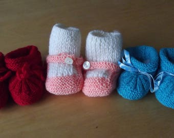 set of three pairs of slippers woolen baby 0 / 3 months