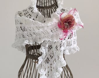 White Mercerized cotton shawl/tip