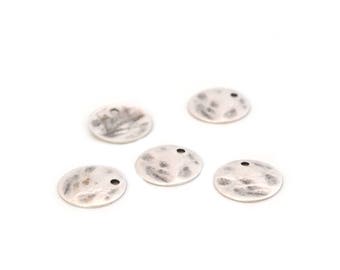 set of 5 medallions hammered 10 mm antique silver sequins