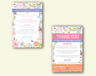 CARE INSTRUCTIONS card, Happiness Policy, Thank You Card, Fashion Consultant Card, Free Fast Personalization, Digital Files ll12