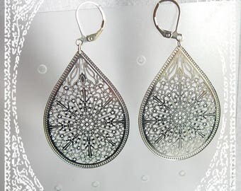 Drop filigree earrings print