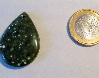 Orbicular ocean - ref42000 - pierced - 34x22x3mm Jasper