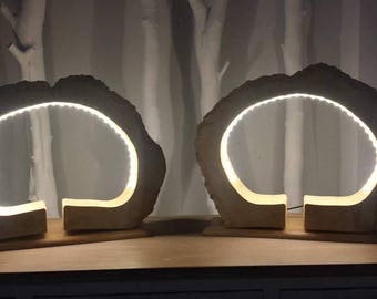 Round Wood Table, Bedside, Lamps