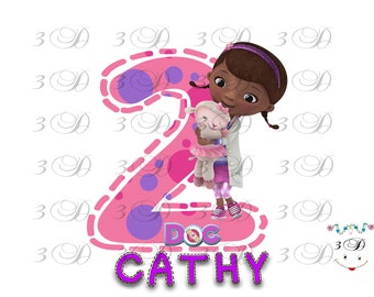 Doc McStuffins Iron On Transfer Design. McStuffins Birthday Shirt Iron On Transfer. McStuffin DIY Birthday Shirt Transfer. Digital File Only