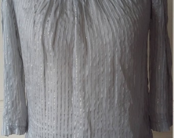Beautiful ladies vintage silk shirt with mother of pearl buttons and embellished detail