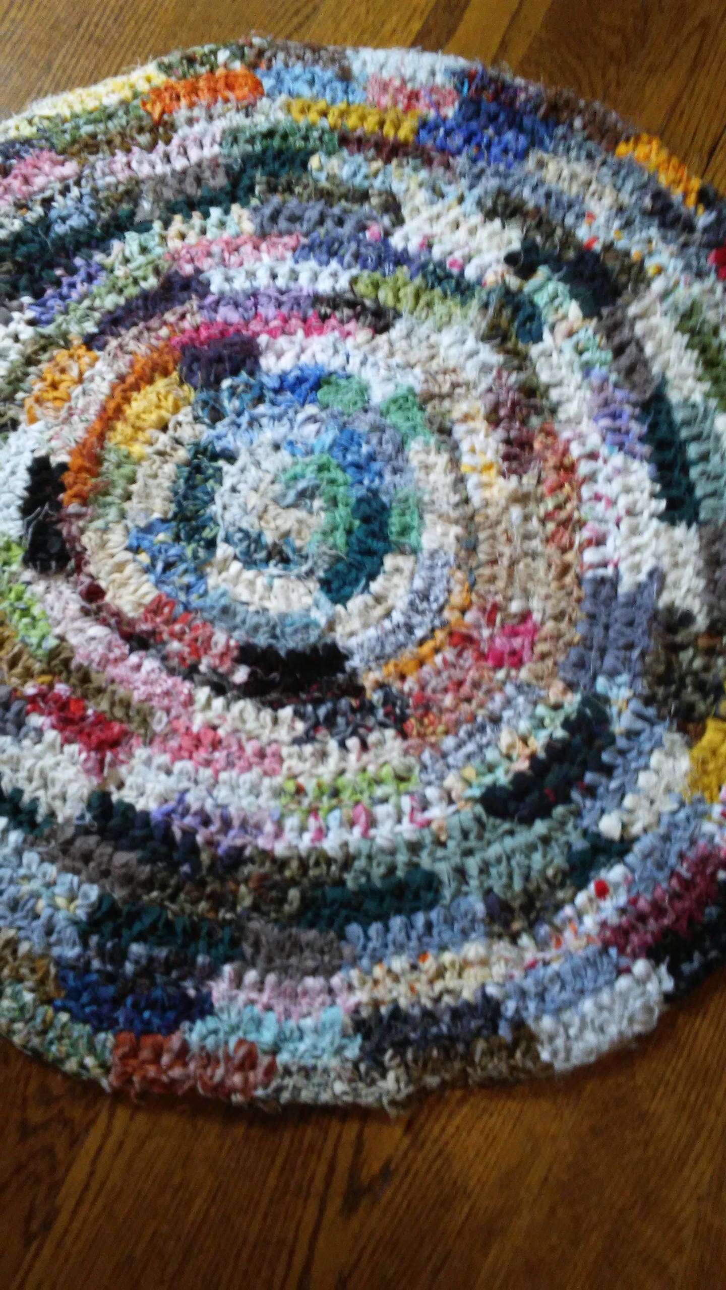 Round Multi-colored Crochet Rag Rug