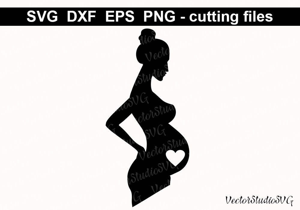 Download Silhouette Pregnant Woman SVG Cut File Pregnancy Baby Coming