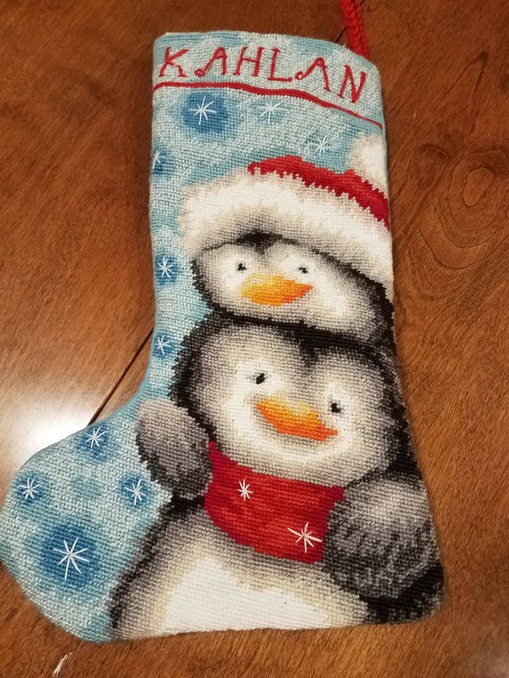 Christmas Penguin Needlepoint Stockings