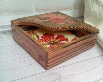 Wooden Tissue Box Rustic Style Napkin Holder Serviette Dispenser Storage Hausewarming Farmhouse Wooden Tissue Box Rustic Style Napkin Holder Serviette Dispenser Storage Hausewarming Farmhouse