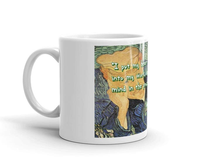 Vincent Van Gogh self portrait mug, Fine Art Cup, Van Gogh Painting Theme Design, Famous Artist, Coffee Fiend, Coffee Lovers, Coffee Gift