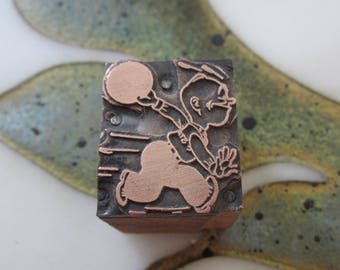 Bowler Bowling Antique Letterpress Printing Block