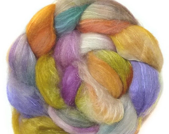 BABY CAMEL SILK handdyed luxury roving top spinning fiber 4 oz