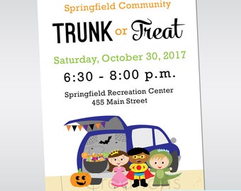 Trunk or Treat Invitation - Custom Digital Printable Halloween Party Invitation - Great for churches, clubs, neighborhoods