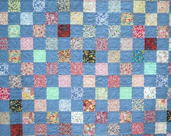 Patchwork Twin Size Quilt - Liberty of London Tana Lawn - Girl Quilt - Handmade Twin Quilt