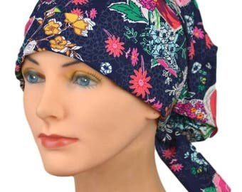 SMALL Womens Surgical Scrub Caps with FABRIC TIES - The Hat Cottage - Sunday Clippings