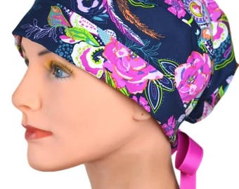 Scrub Hats // Scrub Caps // Scrub Hats for Women // The Mini // The Hat Cottage // Ribbon Ties // Zinnia Paisley