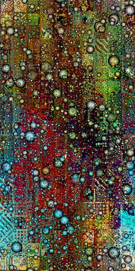 Handmade Textile Artist Made Gorgeous Water Drops Patchwork Canvas Upholstery Fabric Home Decor Unique