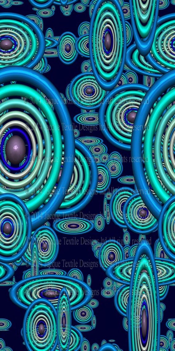 Turquoise Circles Textile Artist Soft Minky Fabric By The Yard Fiber Art Quilting Vibrant