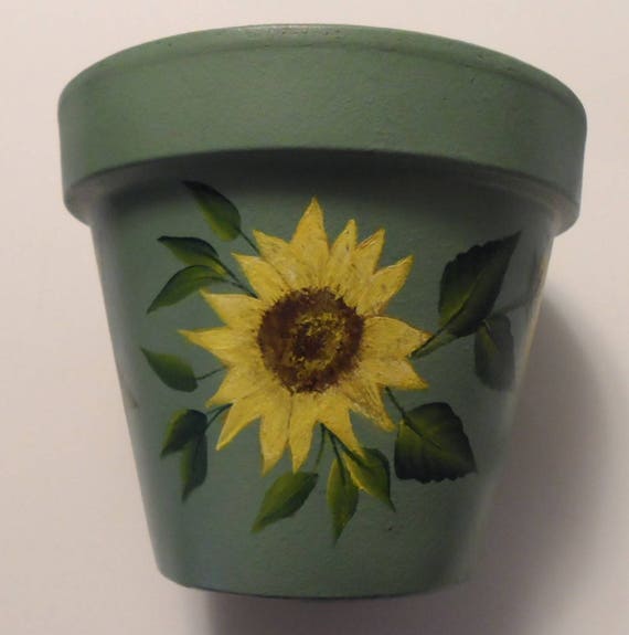 Sunflower Pot Sunflower Flower Pot Hand Painted Sunflowers