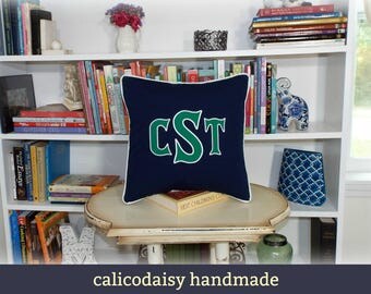 Heritage - Large Font Applique Monogrammed Pillow Cover - 16 x 16 square