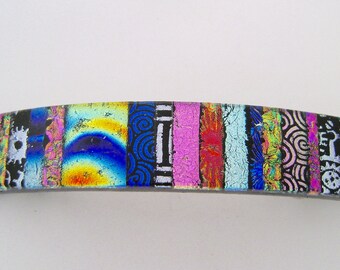 Large dichroic glass barrette. Glass hair clip. Barrette. Dichroic.