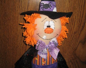 Primitive Handcrafted Halloween Witch Ornie Doll Shelf Sitter Ornies Tuck Bowl Filler