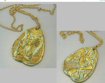 Vintage Bronze Fairy Nymph Pendant Double Sided