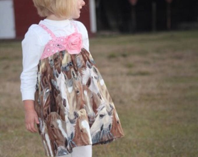 Cowgirl Fashion - Country Style - Little Girls Personalized Dress - Rodeo Dress - Farm Life - Horse Lovers - Toddler - Baby - 6 mo to 8 yrs